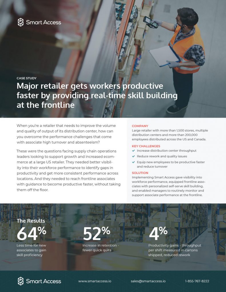 Improve supply chain performance with Smart Access see the case study with major retailer